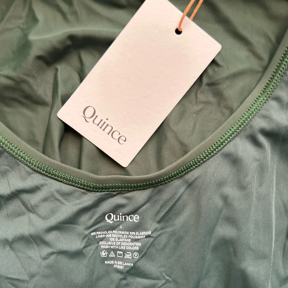 Quince NWT Olive Green Italian Cross-Back One-Piece Swimsuit - Picture 6 of 7